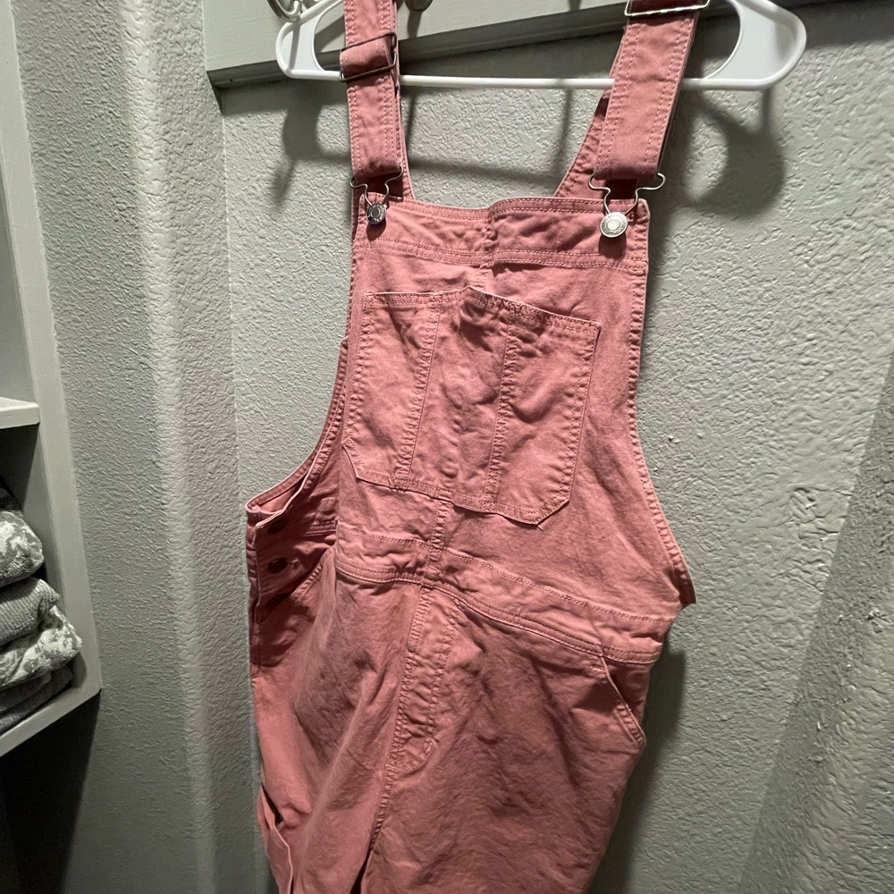 Pink Denim Overall Shorts
